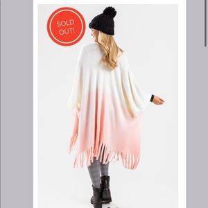 New Francesca’s Ombré Fringe Poncho Blush One Size